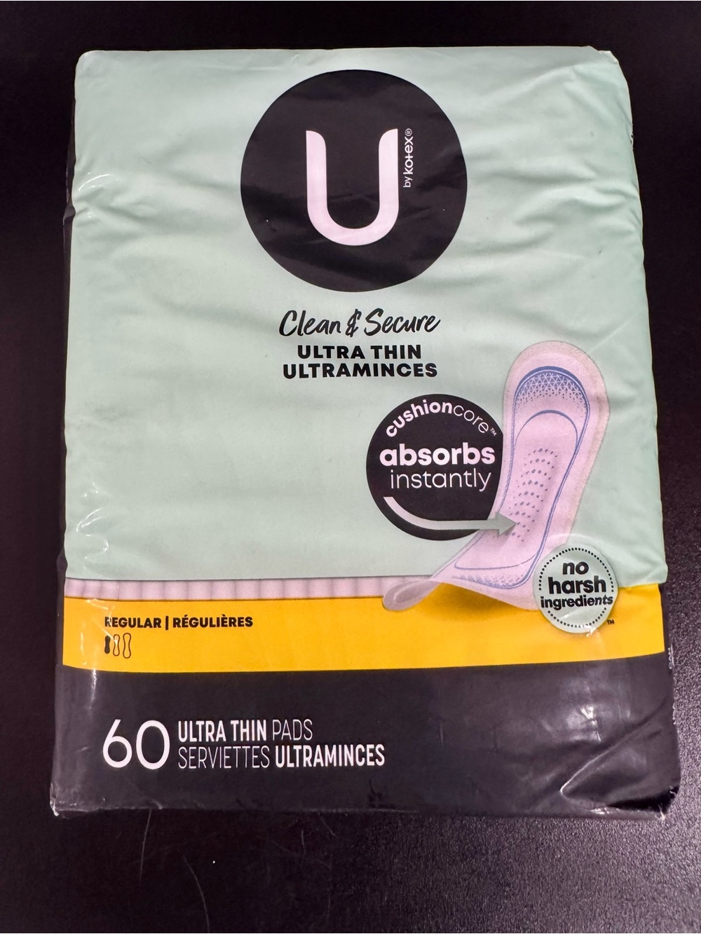 U by Kotex Clean & Secure Ultra Thin Regular Pads - 60 Count